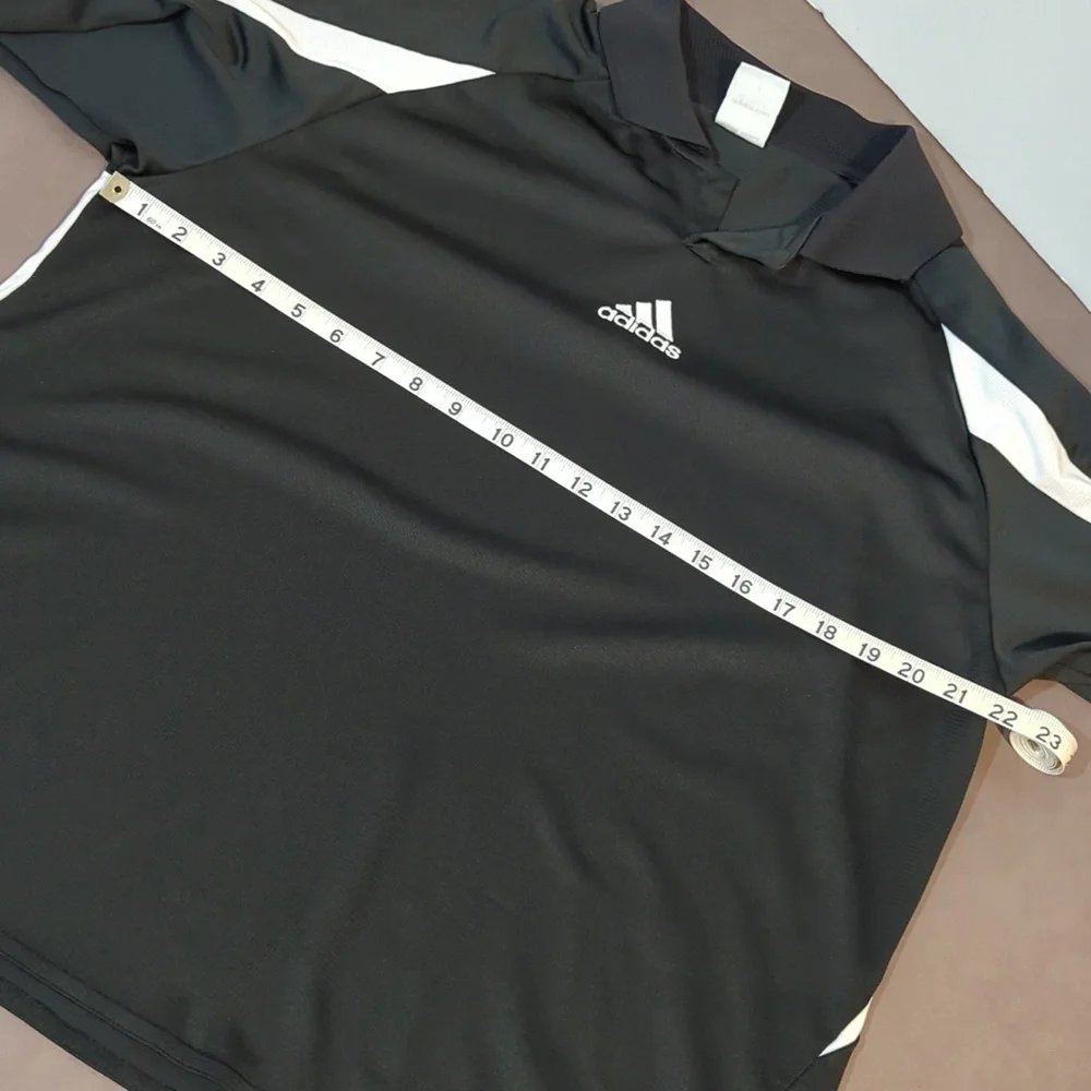 Adidas climalite XL polo open collar black white 100% polyester rn # 883877